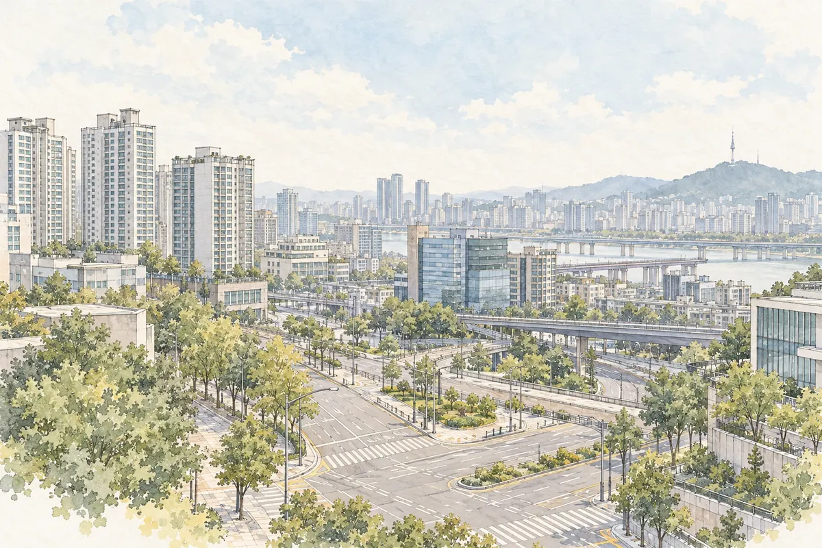Illustration of Gongdeok / Mapo; not The Heal Dermatology Clinic Mapo-Gongdeok or its building