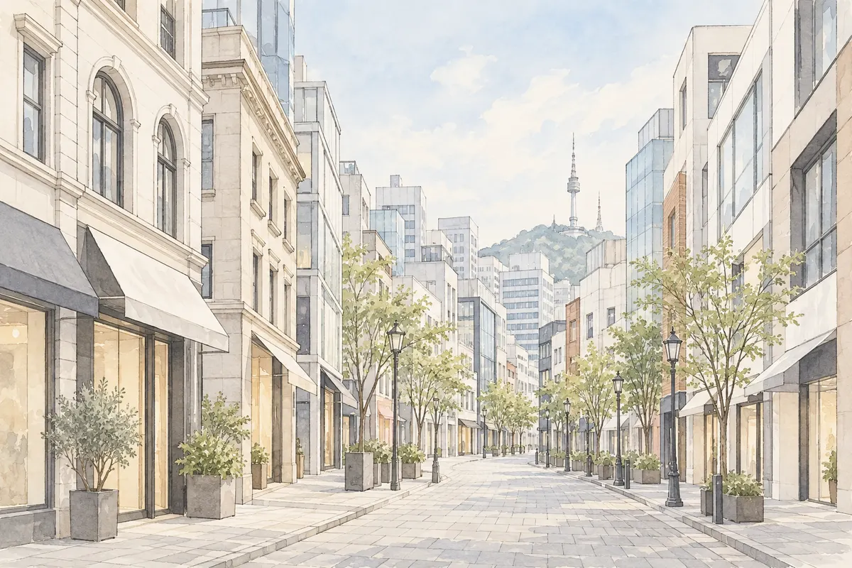 Illustration of Myeongdong / Jung-gu; not Abijou Clinic Myeongdong or its building