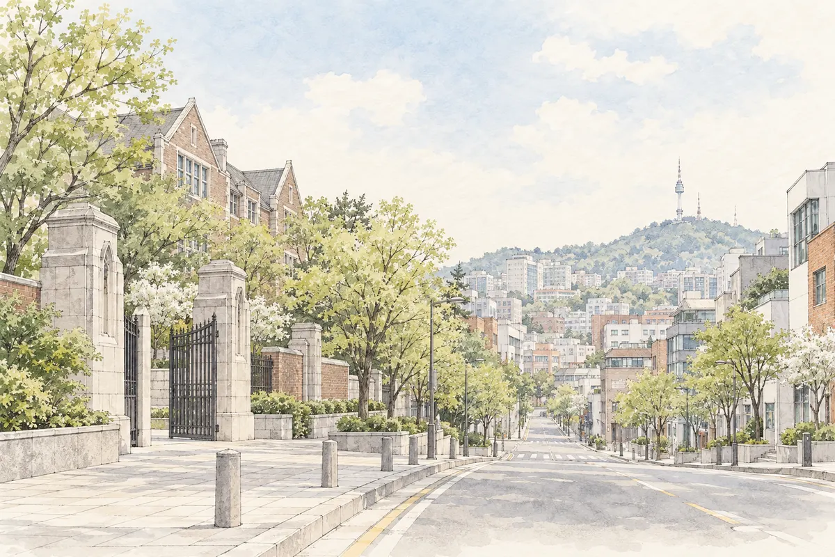 Illustration of Sinchon; not Aloha Skin Clinic or its building